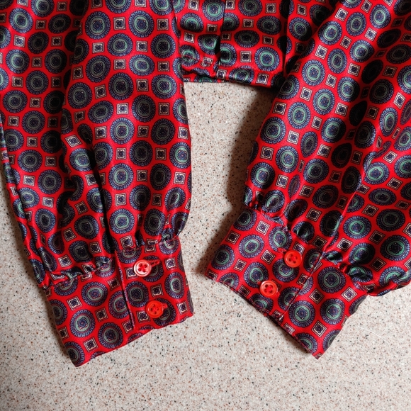 Nordstrom Silk Blouse Self Tie Long Sleeves Covered Button Down Placket - Picture 9 of 12